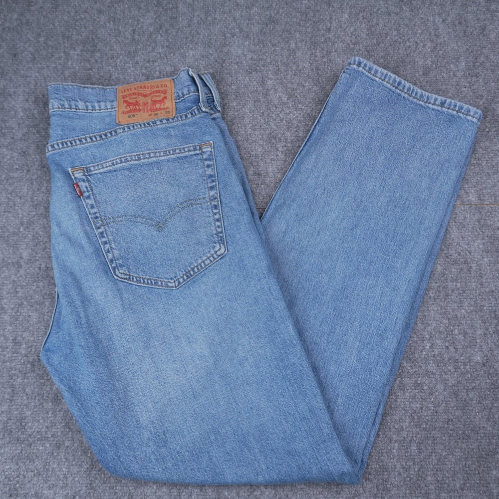 Levi's 505 Regular Fit Jeans Mens W36 L32 Blue Medium Wash Straight Leg 505-2915